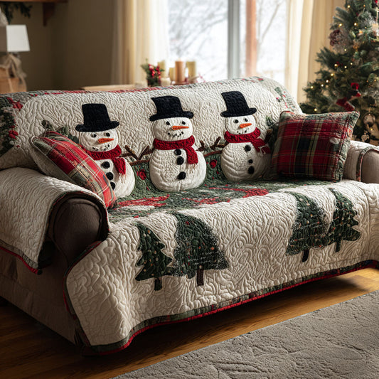 Pine Snowmen Quilted Sofa Cover NCU0TV797