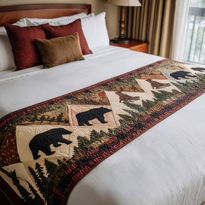 Pine Trail Bear Quilted Bed Runner NCU0PT8469