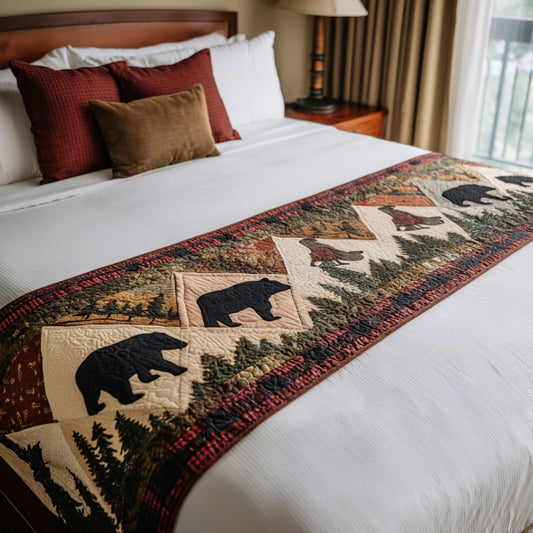 Pine Trail Bear Quilted Bed Runner NCU0PT8469