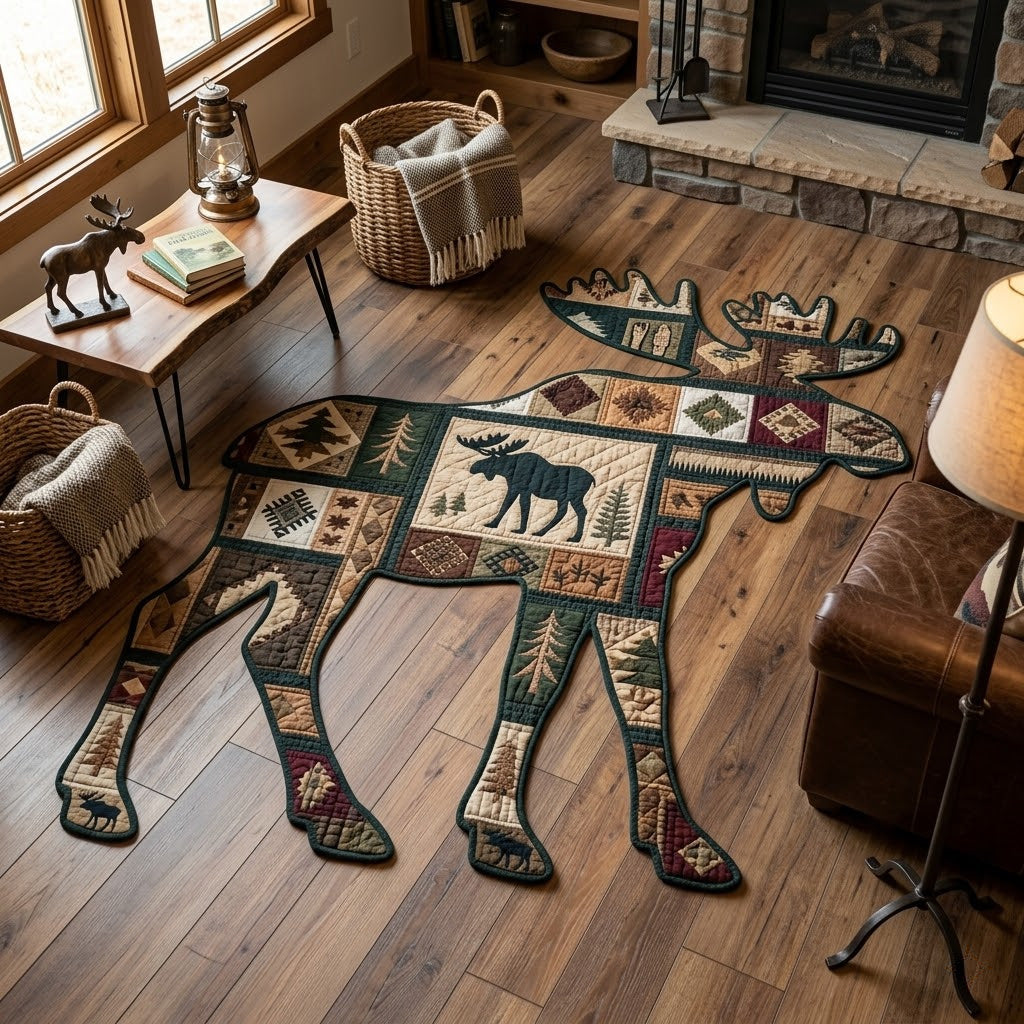 Pine Trail Moose Custom Shape Area Rug NCU0VL3355