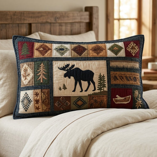 Pine Trail Moose Quilted Bedding Pillow Case NCU0VL3355