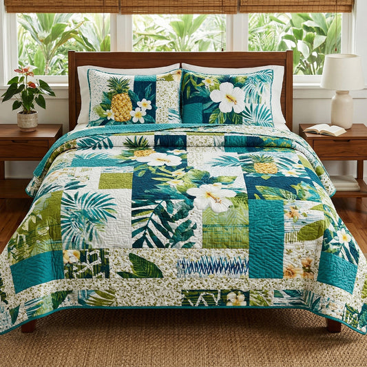 Pineapple Isle 3-Piece Quilted Bedding Set NCU0NT12719
