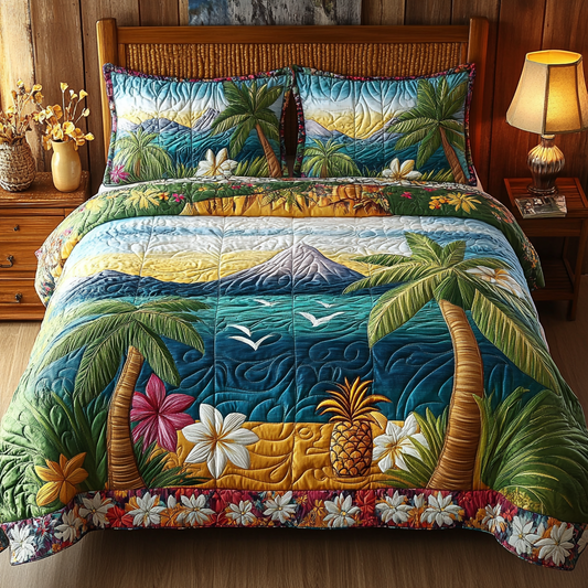 Pineapple Coast 3-Piece Quilted Bedding Set NCU0VL2524