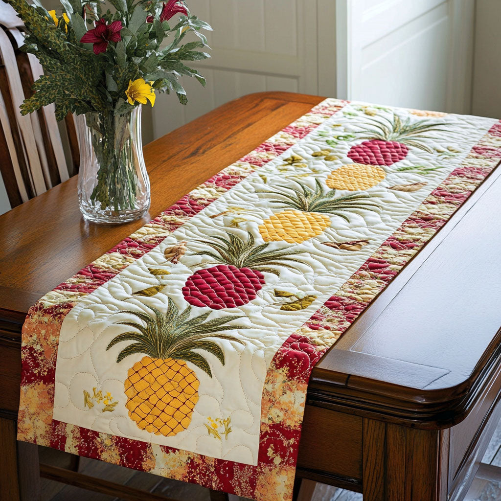 Pineapple Harmony Quilted Table Runner NCU0NT3626
