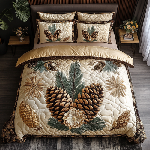 Pinecone Dreams 3-Piece Quilted Bedding Set NCU0VH5333