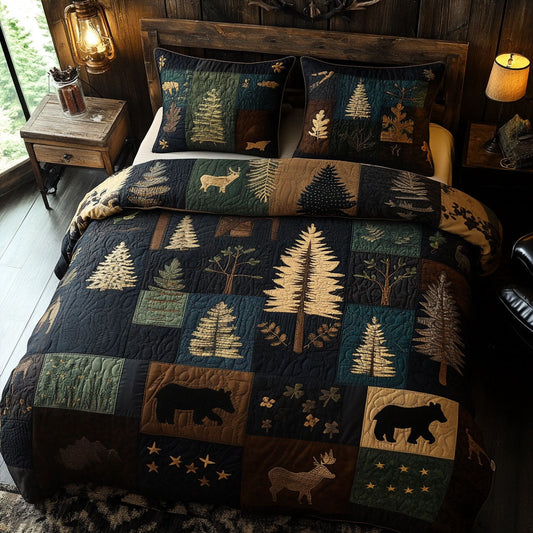 Pinecone Tracks 3-Piece Quilted Bedding Set NCU0PT8577