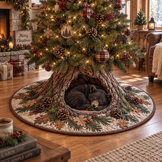 Pinewood Bear Holiday Hideaway Christmas Quilted Tree Skirt NCU0DV10212