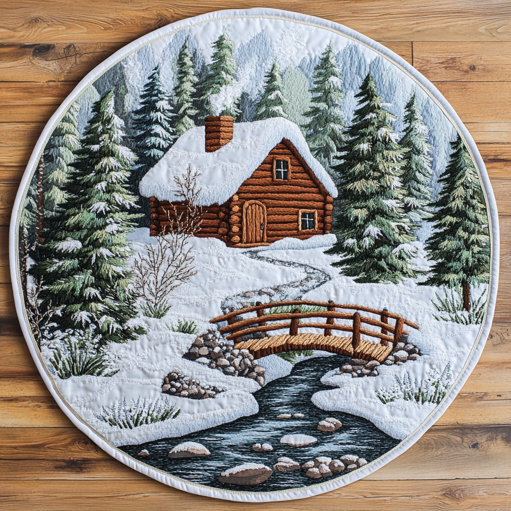 Pinewood Escape Quilted Round Mat NCU0DK4762