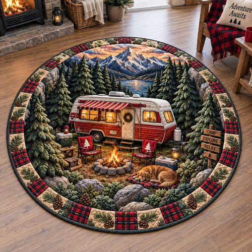 Pinewood Journey Quilted Round Mat NCU0TV2152
