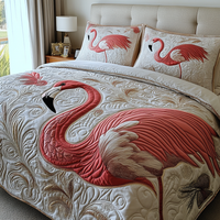 Pink Flamingo 3-Piece Quilted Bedding Set NCU0DV5885