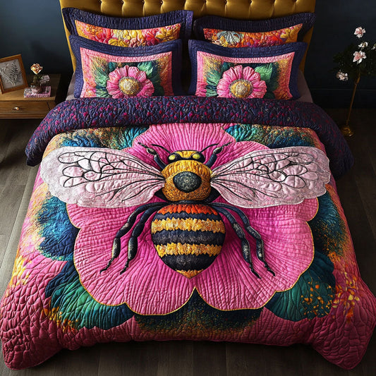Pink Bloom Buzz 3-Piece Quilted Bedding Set NCU0NT5024