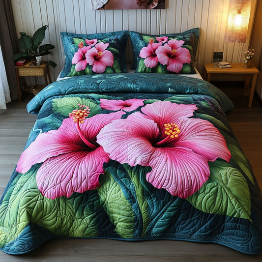 Pink Blossom Garden 3-Piece Quilted Bedding Set NCU0NT5861
