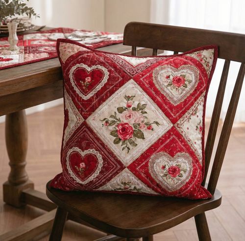 Pink Blossom Heart Quilted Pillow Case NCU0XD2218