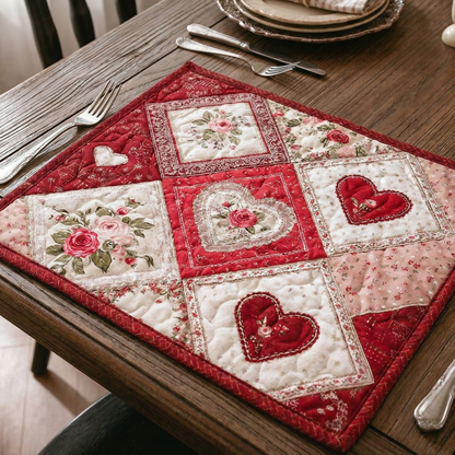 Pink Blossom Heart Quilted Place Mat NCU0XD2218
