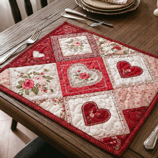 Pink Blossom Heart Quilted Place Mat NCU0XD2218