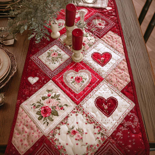 Pink Blossom Heart Quilted Table Runner NCU0XD2218