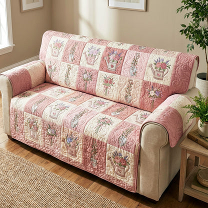 Pink Blossom Quilted Sofa Cover NCU0TV1792