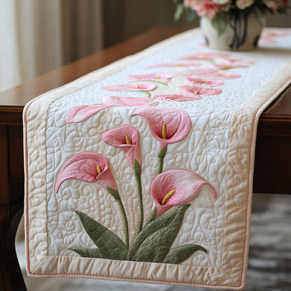 Pink Calla Bloom Quilted Table Runner NCU0NT5215