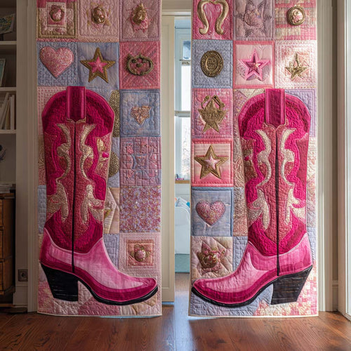 Pink Cowgirl Romance Quilted Curtains NCU0XD2138