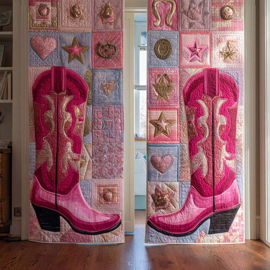 Pink Cowgirl Romance Quilted Curtains NCU0XD2138