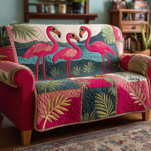 Pink Flamingo Quilted Sofa Cover NCU0TD2199