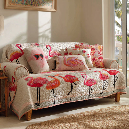Pink Lagoon Quilted Sofa Cover NCU0DV9001