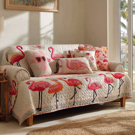 Pink Lagoon Quilted Sofa Cover NCU0DV9001