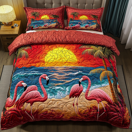 Pink Oasis 3-Piece Quilted Bedding Set NCU0DK5883