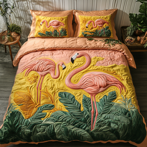 Pink Paradise 3-Piece Quilted Bedding Set NCU0VH5586