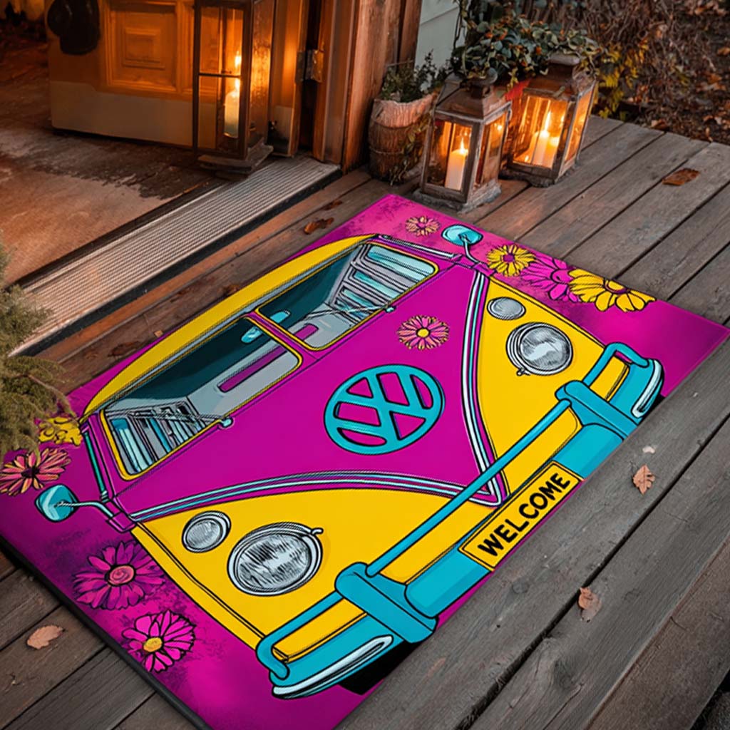 Pink Retro Van Doormat NCU0XD839