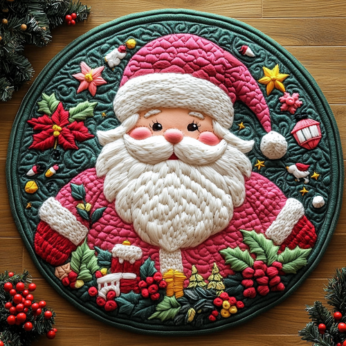 Pink Santa Quilted Round Mat NCU0DV1016