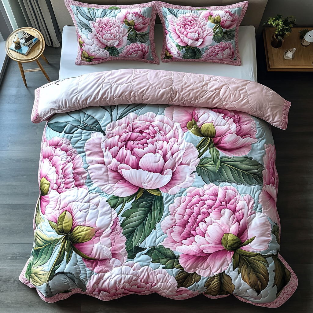 Pink Serenity 3-Piece Quilted Bedding Set NCU0DK6656
