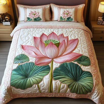 Pink Serenity 3-Piece Quilted Bedding Set NCU0NT3139