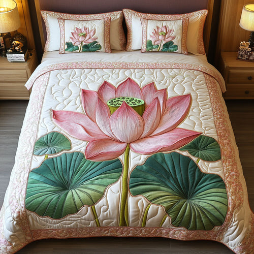 Pink Serenity 3-Piece Quilted Bedding Set NCU0NT3139