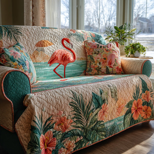 Pink Shoreline Quilted Sofa Cover NCU0DV9007
