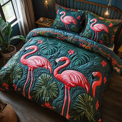 Pink Sunset 3-Piece Quilted Bedding Set NCU0DV3062