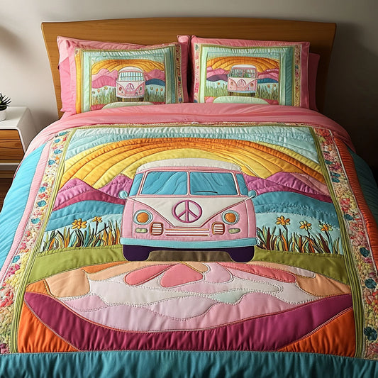 Pink Van Escape 3-Piece Quilted Bedding Set NCU0NT4100