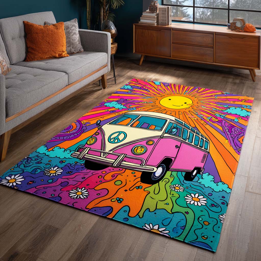 Pink Van Sunshine Area Rug NCU0XD853