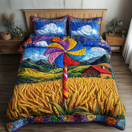 Pinwheel Delight 3-Piece Quilted Bedding Set NCU0DK7856