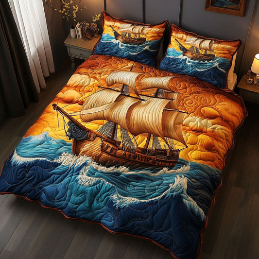 Pirate Path 3-Piece Quilted Bedding Set NCU0NT5611