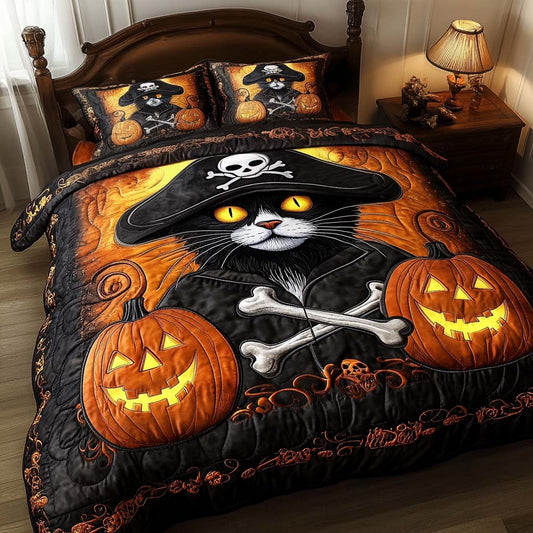Pirate Purr 3-Piece Quilted Bedding Set NCU0NT9517
