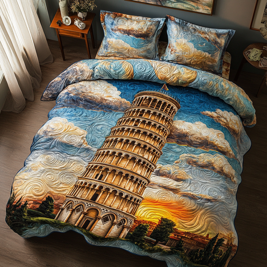Pisa Landmark 3-Piece Quilted Bedding Set NCU0DK7828