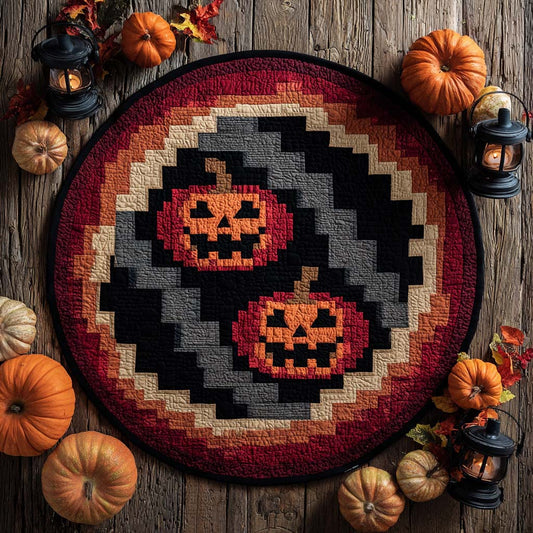 Pixel Pumpkin Duo Quilted Round Mat NCU0XD944