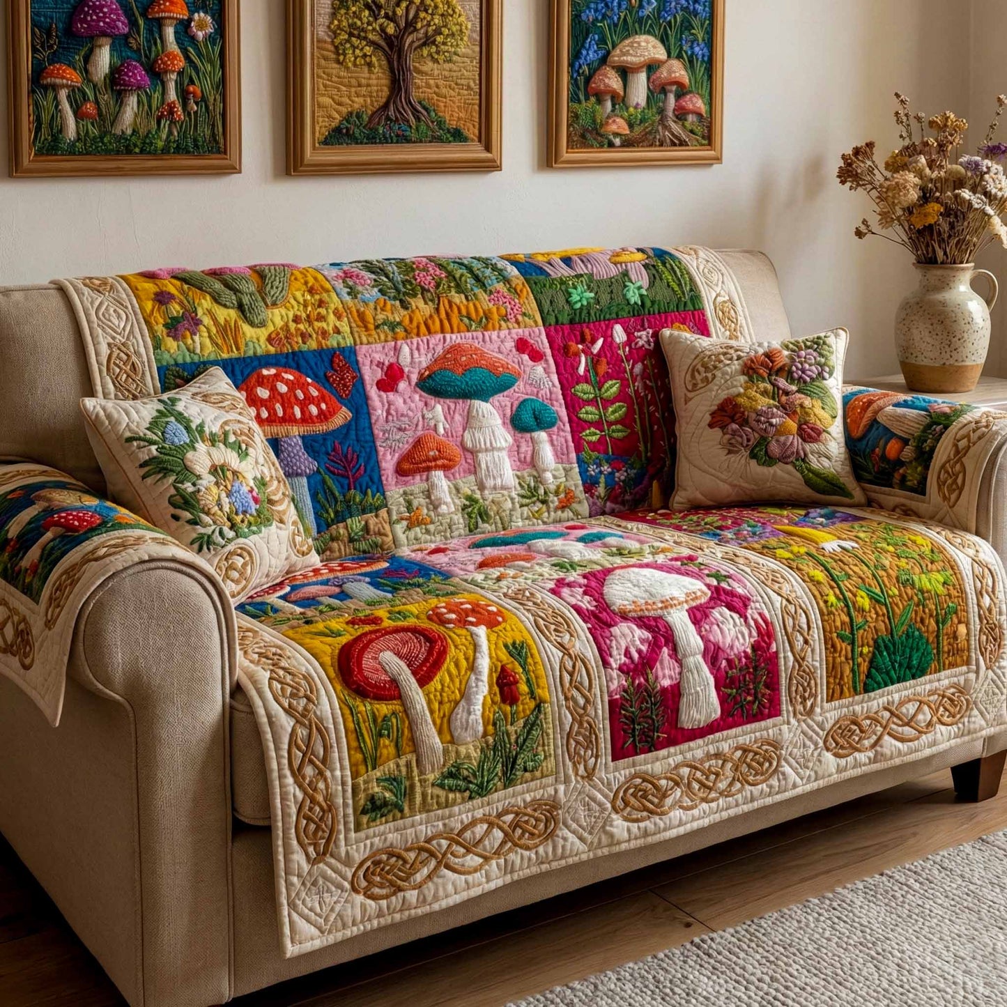 Pixie Garden Quilted Sofa Cover NCU0XD2414