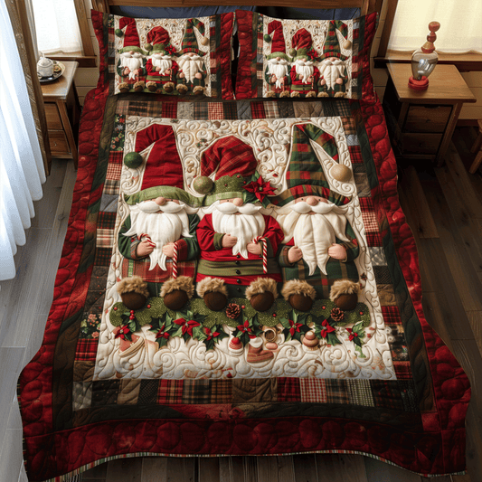 Plaid Gnome 3-Piece Quilted Bedding Set NCU0TH1061