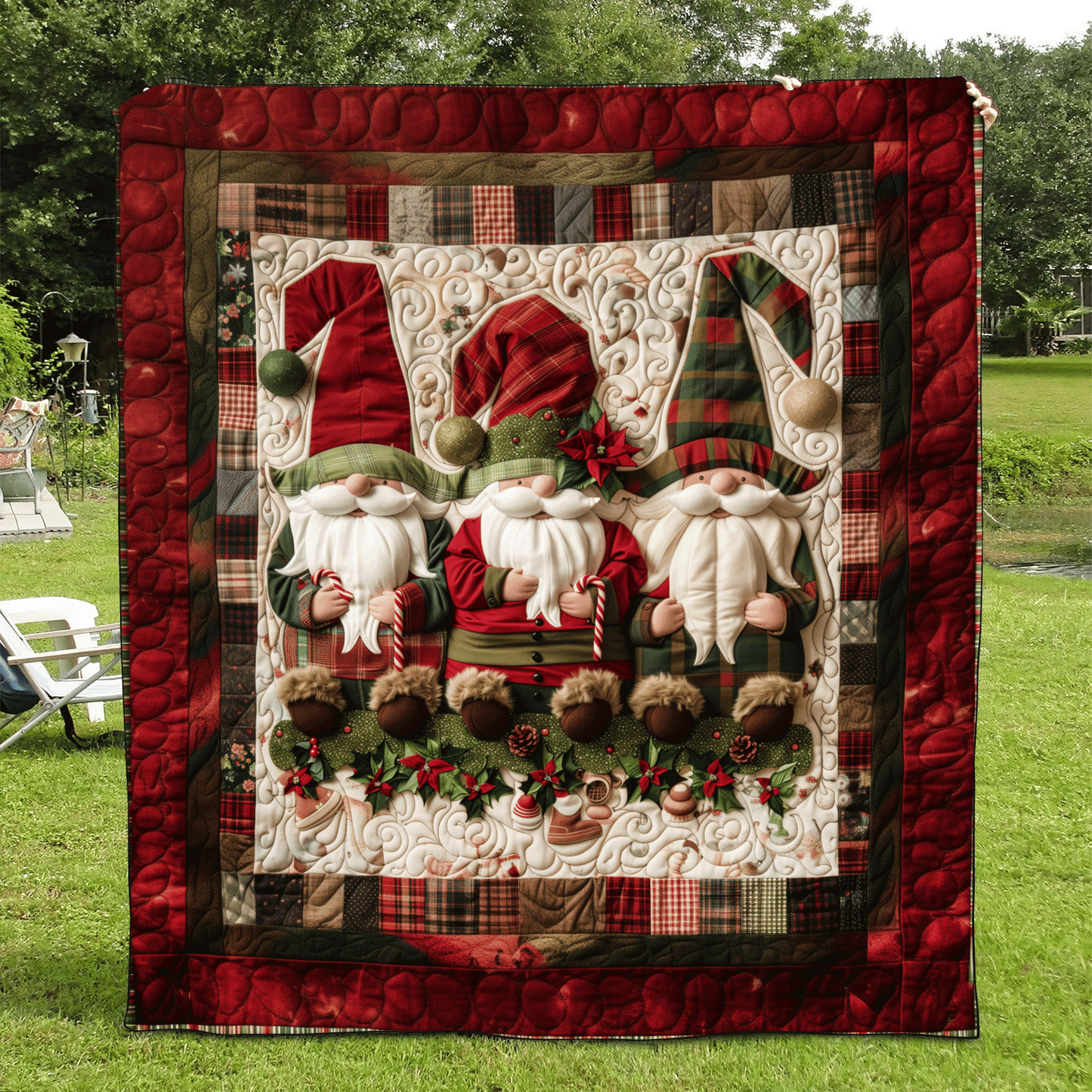 Plaid Gnome Quilted Blanket NCU0TH1040