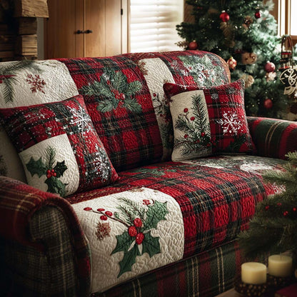 Plaid Flannel Quilted Sofa Cover NCU0NT10942