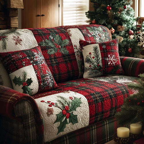 Plaid Flannel Quilted Sofa Cover NCU0NT10942
