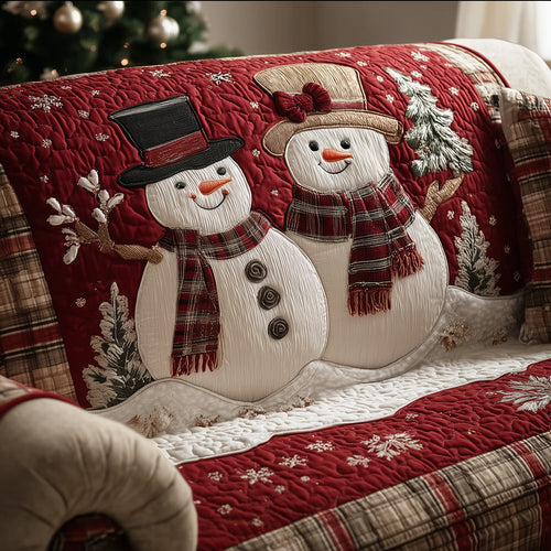 Plaid Frosty Romance Quilted Sofa Cover NCU0TH3801