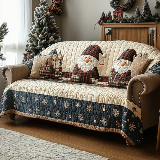 Plaid Gnomies Quilted Sofa Cover NCU0DV8259